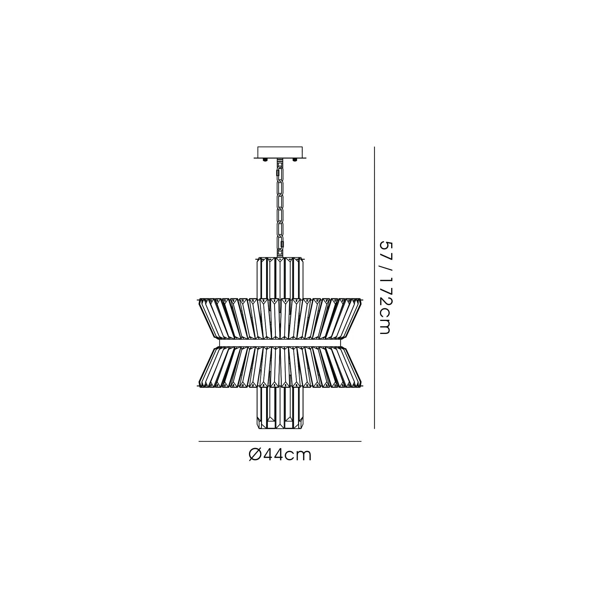 IL32951PN  Vienna 44cm Round Pendant, 8 x E14, Polished Nickel/Clear